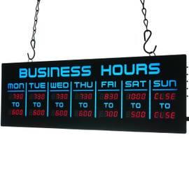 Digital Business Hours Sign by ELEMENT LUX - Electronic Programmable Hours of Operation Signs for Business with Ultra Bright LEDs for Glass Door - Remote and Hanging Kit - 16in x 5.5in, Blue
