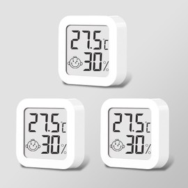 Pack of 3 Digital Mini Thermometer Hygrometer Indoor Thermometer with Smiley Indicator Room Thermometer for Standing or Wall Mounting Indoor, Living Room, Office (Humidity & Temperature)