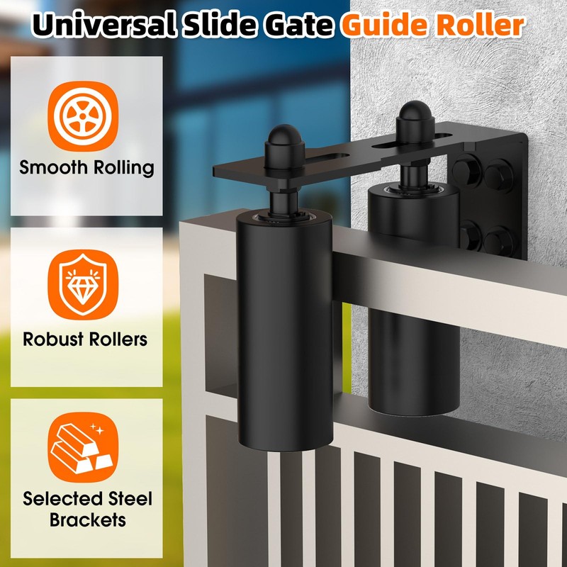MeBantoo Sliding Gate Guide Roller Kit, Heavy Duty Black Nylon