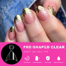 Bellelfin Short Stiletto Nail Tips, 600Pcs Extra Short Almond Soft Gel Nail Tips Clear Fake Nails Acrylic Nails Tips Half Cover Stiletto Gel x Nails 12Sizes False Nail Tip for DIY Nail Salon