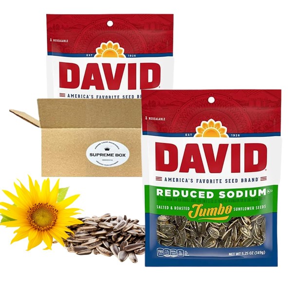 David's Sunflower Seeds, Reduced Salt, 5.25 oz, Packaging may vary - Pack of 2 （10.5 oz in total）