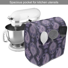 Ambesonne Paisley Stand Mixer Cover, Vintage Floral Eastern Pattern Inspired by Oriental Art, Kitchen Appliance Organizer Bag Cover with a Pocket, 6-8 Quarts, Eggplant Lavender