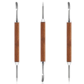 3 Pack Latte Art Pen, Coffee Drawing Tool with Wood Handle, Stainless Steel Double-Ended Barista Accessories for Espresso Designs, Home and Cafe Use