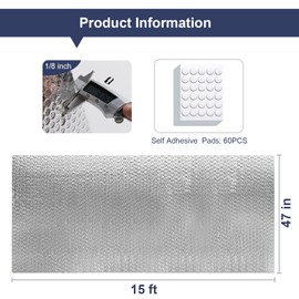 DGSL Double Reflective Bubble Foil Insulation Foam, 47 in X 15 FT Aluminum Foil Thermal Insulation Radiant Barrier for Window, Garage Door, RV, Roof