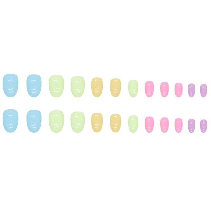 Short Fake Nails - Acrylic Press Ons, Almond Squoval Glossy