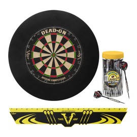Viper Defender Backboard & Sisal/Bristle Steel Tip Dartboard Bundle: Premium Set (Dead On Dartboard, Defender Backboard, Edge Throw Line, 21pc Jar of Darts)