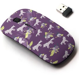 CJCBROES 2.4G Wireless Mouse with Cute Pattern Design for All Laptops and Desktops with Nano Receiver - Cute Magic Unicorns on Floral