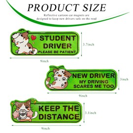 DXNQ 3 PCS Student Driver Magnet for Car, 9 Inch Reflective New Driver Magnet Car Bumper Sticker, Please Be Patient Keep Distance Safety Signs for Rookie Driver, Car Accessories