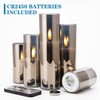 Girimax Grey Glass Flameless Candles with Remote, Flickering LED Votive