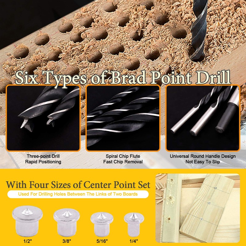 Rustark 23 Pcs Wood Drill Bit Set with Dowel Pins