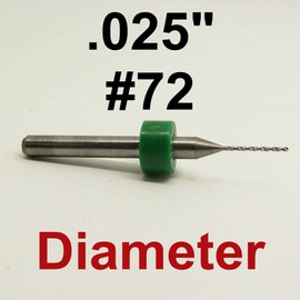 .025" #72 Carbide Drill Bits Fifty Pieces - 1/8" Shanks - Factory Resharpened
