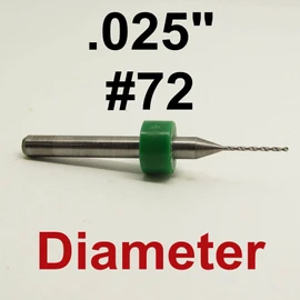 .025" #72 Carbide Drill Bits Fifty Pieces - 1/8" Shanks - Factory Resharpened