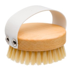 Redecker Natural Hog Bristle Massage Brush with Oiled Beech Wood Handle and Cotton Belt 3.5" Diameter