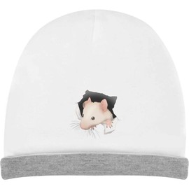 Azeeda 'Mouse Through Hole' Kids Slouch Hat (KH00037769) White