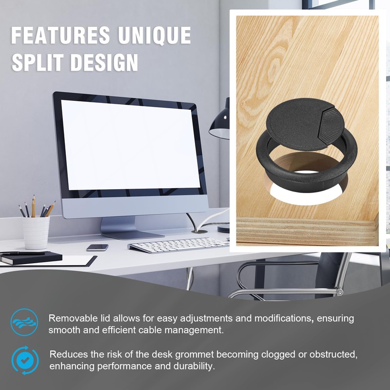 2-3/8" Spring Desk Grommet, JTemgle Plastic Cable Hole Cover Computer