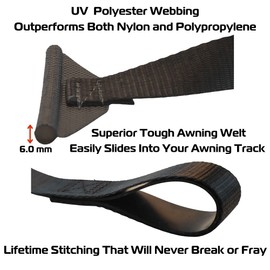 EZ-Xtend RV Awning Pull Strap Replacement for Manually Retractable Awning RV Accessories. UV Polyester Webbing & Lifetime Thread RV Awning Parts for Easy Operation of RV Camper Awning. USA Made