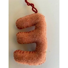 Creative Co-Op Wool Felt Embroidered Applique Initial Alphabet Boho Letter "E" Initial Ornament