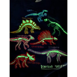 KISBINI Conjunto de ropa de verano de California para niños, camiseta y pantalón corto, Dinosaurios de la Marina - Brilla en la oscuridad, 4 Años