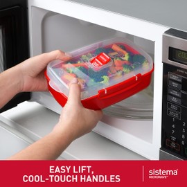 Sistema Sistema Microwave Food Storage Containers with Steam Release Vent, Dishwasher Safe Red