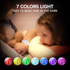 TixYolo Digital Kids Watch with 7 Color Lights 50M Waterproof,Alarm,Stopwatch,Soft Strap,Children Sports Watch for Boys Girls 6-12 Years(Purple)