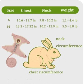 WEWAYKGJ Rabbit Harness and Leash Set 2 Pieces Adjustable Bunny Harness Leash Ferret Harness Guinea Pig Harness Ferret Leash for Small Pets Walking Outdoor (Pink Small)