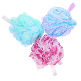 Ipetboom 3Pcs Exfoliating Shower Loofah Body Scrubber Reusable Soft Material Bath Balls for Women Gradient Colors for Back Scrubbing and Skin