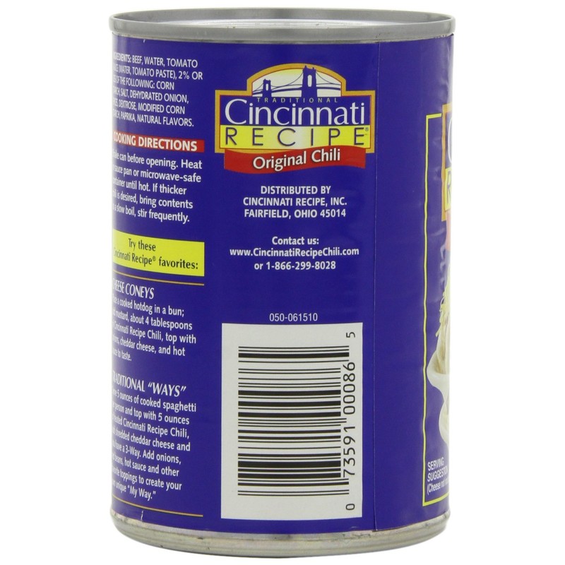 Cincinnati Recipe Chili with Meat, 15-Ounce (Pack of 6)