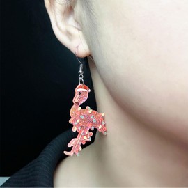 Flamingo Earrings Pink Flamingo Dangle Drop Earrings Christmas Dangle Earrings for Women (Acrylic)