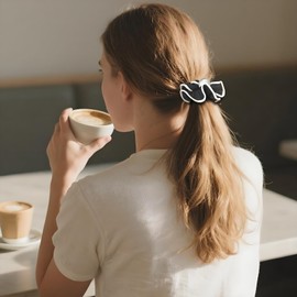 PUSCOBSY Leo Haargummi für Damen, Perlen Elastisch Stoff Scrunchie Haargummis, Klein Haarschonende Scrunchies für Dünnes und Dickes Haar, 4 Stück Schwarz Braun Leopardenmuster