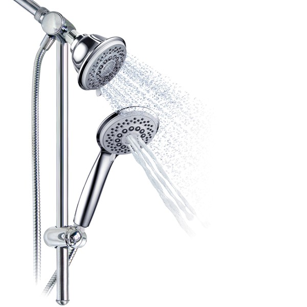 HotelSpa Instant-Mount Drill-Free Height/Angle Adjustable 30-Setting SpiralFlo 3-Way Shower Head/Handheld