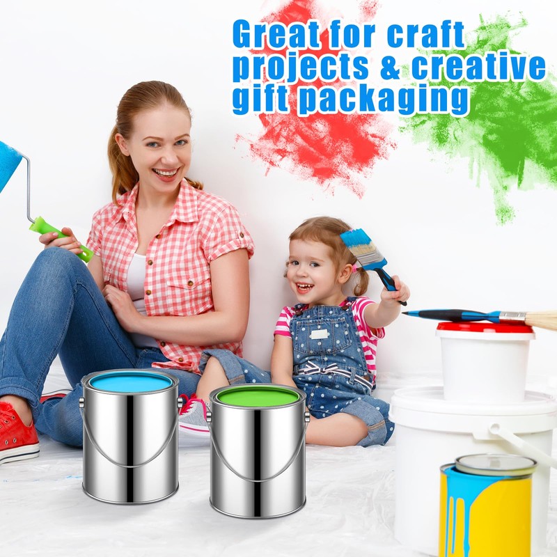 Uiifan 8 Pcs 1 Gallon Empty Metal Paint Cans with