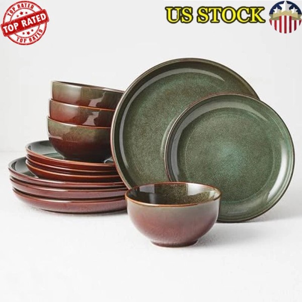 Unbranded Stoneware Dinnerware Set 12 Pcs Microwave & Dishwasher Safe