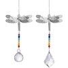 LONGSHENG 2Pcs Dragonfly Rainbow Crystal Suncatchers; Maple leaf Chandelier Crystal