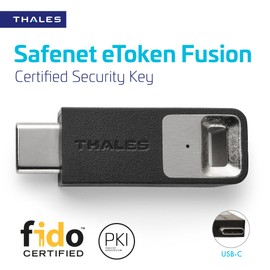 Thales - SafeNet eToken Fusion - Clave de seguridad certificada FIDO2 resistente al phishing para certificados digitales o autenticación FIDO2 para aplicaciones web y escritorios - USB-C