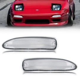 MOTRUM Front Side Marker Lights Housing Compatible with Nissan 240SX / 180SX / S13 1991-1994, [IP67 Waterproof] Turn Signal Marker Light Cover [No Bulbs], Replace OEM #B612553F00, 2 PCS, Clear Lens