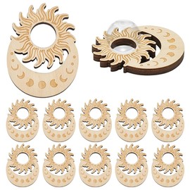 PH PandaHall 12pcs Wooden Crystal Ball Holders Sun Moon Sphere Stand 16mm Hole Mini Crystals Display Holder Sphere Display Stands Base for 2 - 6cm Nature Stone Gemstone Showcase Home Decor 59.5x44.5mm