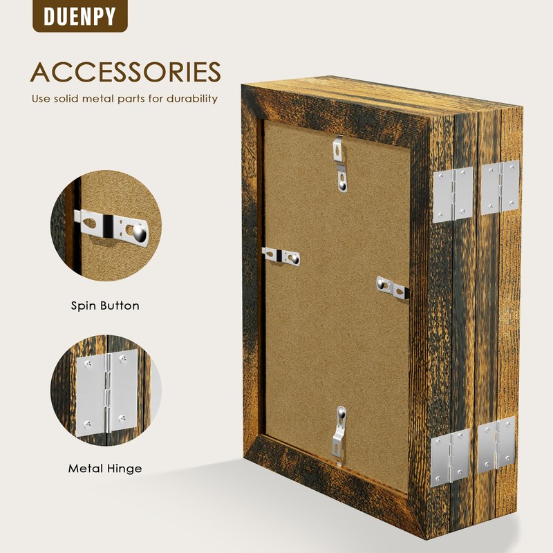 DUENPY 4 Folding 5x7 Picture Frame Horizontal Engineered Wood Accordion