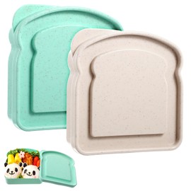 QFGasre 2 Pcs Sandwich Containers Toast-Shaped Sandwich Containers for Lunch Boxes Plastic Food Storage with Lid Sandwiches Holder Bread Boxes BPA Free Reusable Microwave Dishwasher Safe for Family