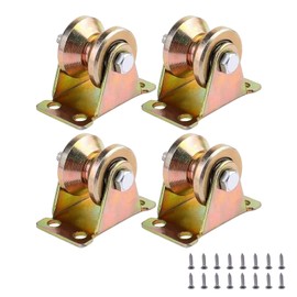 Toolzia 4Pcs V Groove Pulley Wheels, Heavy Duty Pulley Block 5mm with Bracket, Small Rigid Caster V Groove Track Roller for Sliding Gate, Outdoor, Fitness, Load Capacity 440 lbs/200kg