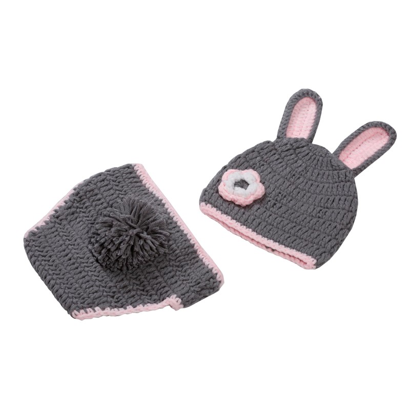 Grey Rabbit, Newborn Baby Girl/Boy Crochet Knit Costume Photo Photography
