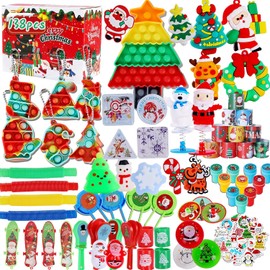 138Pcs Premium Christmas Party Favors Set, Bulk Christmas Goodie Bag Stuffers, Christmas Classroom Prizes, Christmas Themed Toys, Christmas Favors Gifts for Boys, Girls