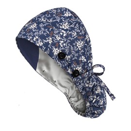 Yuest Yuest Satin Lined Scrub Caps with Buttons & Sweathand, Surgical Caps for Women
