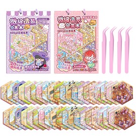 TYXHXTF 40 Sets of 3D House Stickers, Miniature House Stickers 3D, 3D Sticker Scene, House Stickers Make Your Own, Relief Stress for Adults and Children