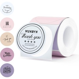 MUNBYN Morandi Spring 50mmx50mm Round Thermal Labels, Colorful Thermal Stickers for Mason Jars, Baking, 150/1 Roll