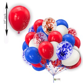 Red and Blue White Balloons Pack of 30 Balloons 10 Inch Red Blue White Latex Balloons Confetti Red Blue Balloons Metallic Balloons for Birthday Graduation Anniversary Party Background Decorations