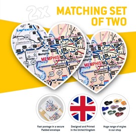 2 x Heart Vinyl Stickers 15 cm - Memphis Tennessee America USA Travel Map 45707