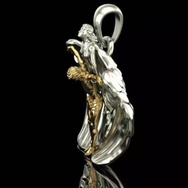 Fashion Jewelry JESUS ANGEL WING PROTECT pendant 20" 925 Sterling Silver Necklace men women Gold