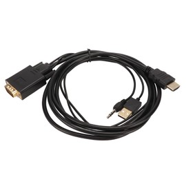 VGA to HD Multimedia Interface Adapter Cable with Power and Sound for Computers Desktops Laptops PCs Monitors Projectors