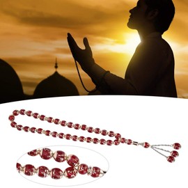 abalorio de oración islámicas Tasbih para rosario musulmán, accesorio para suministros de adoración, 7 colores opcionales (rojo)