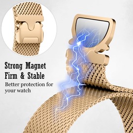 PaceBid 20 mm Bracelet for Garmin Vivoactive 5/6/Forerunner 165/165 Music/245/645/645 music/570 42 mm, Metal Magnetic Watch Strap for Garmin Approach S50/S44/S42/Venu Sq 2/Venu 2 Plus - Rose Gold